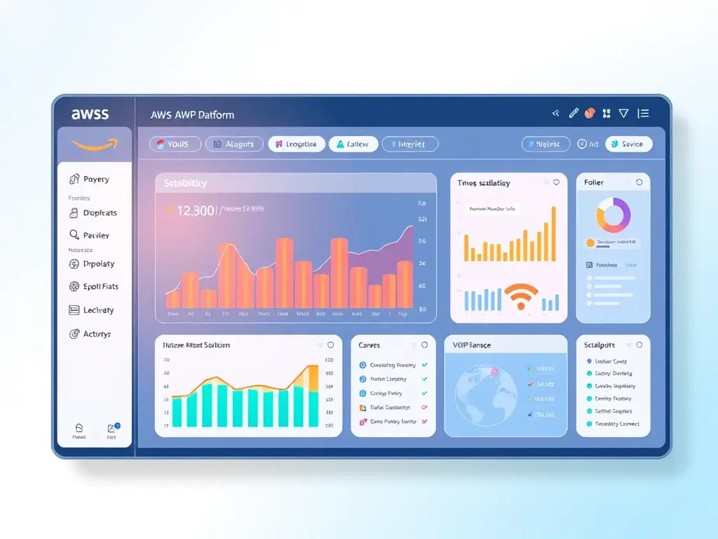 A visually appealing image showcasing the AWS cloud platform interface, highlighting its scalability and integration capabilities for VoIP solutions.